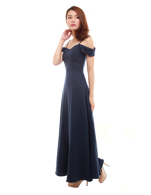 Ophelia Maxi Dress in Navy Blue